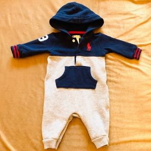 Ralph Lauren One Piece Hooded Fleece Playsuit